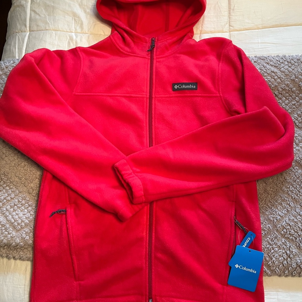 Columbia Men Bright Red Fleece Jacket